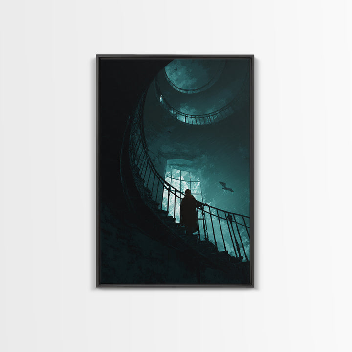 The Last Lighthouse Of Y’Ha-Nthlei, Vertical Wall Art, Macabre Wall Art, Framed Canvas Print, Halloween Wall Decor, Gothic Home Decor