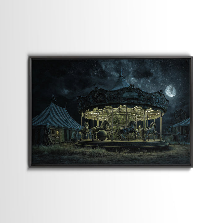 The Carousel Of Sleeping Planets, Landscape Wall Art, Dark Fantasy Wall Art, Canvas Print, Halloween Wall Decor, Gothic Home Decor