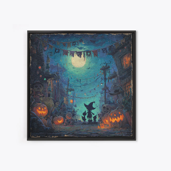 The Festival Of The Little Old Ones, Square Wall Art, Macabre Wall Art, Framed Canvas Print, Halloween Wall Decor, Gothic Home Decor
