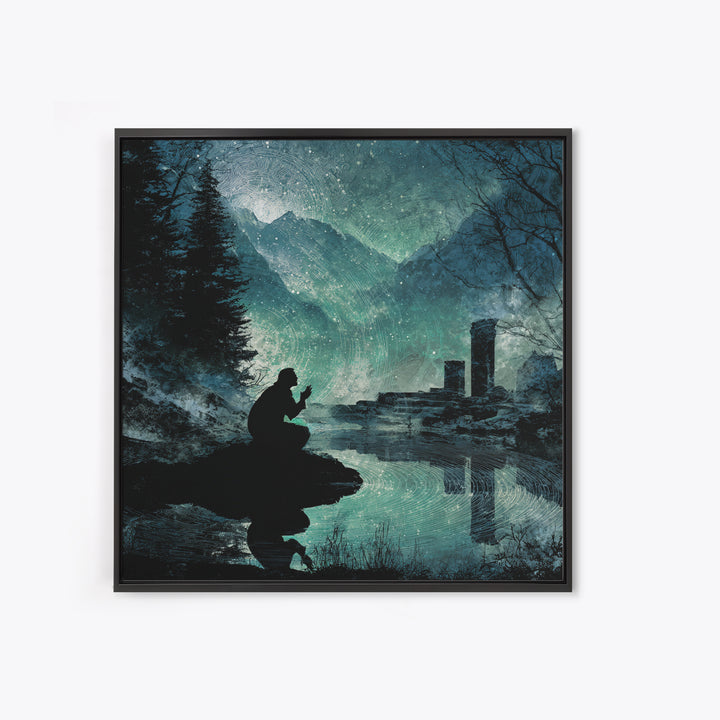 The Mirror Lake Of Lost Constellations, Square Wall Art, Dark Halloween Decor, Canvas Print, Halloween Wall Decor, Gothic Home Decor