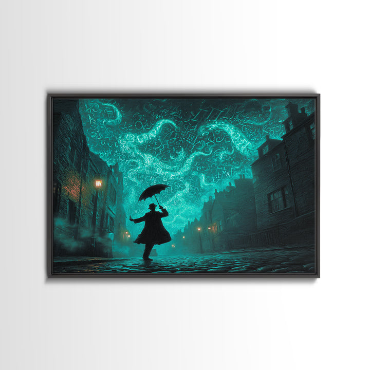 The Umbrella Of The Outer Rain, Landscape Wall Art, Cosmic Horror Wall Art, Framed Canvas Print, Halloween Wall Decor, Gothic Home Decor