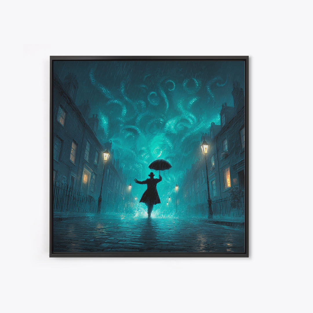 The Umbrella Of The Outer Rain, Square Wall Art, Cosmic Horror Wall Art, Framed Canvas Print, Halloween Wall Decor, Gothic Home Decor