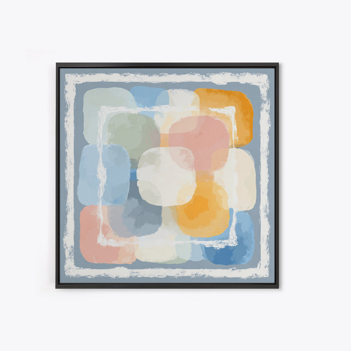 Simple Rainbow Pastel Shapes for Children Framed Canvas Print, Dental Office Art, Digital Artwork, Office Decor, Fine Art, Calm, DOA-1x1-21