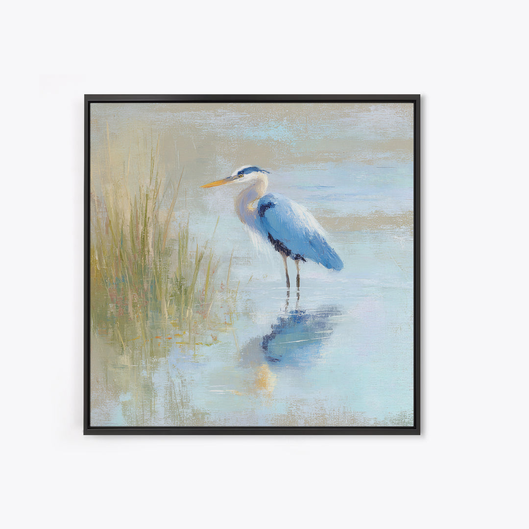 Blue Heron by Calm Marsh Water Canvas Print, Dental Office Art, Digital Print, Office Decor, Calm, Medical Office Decor, DOA-1x1-23