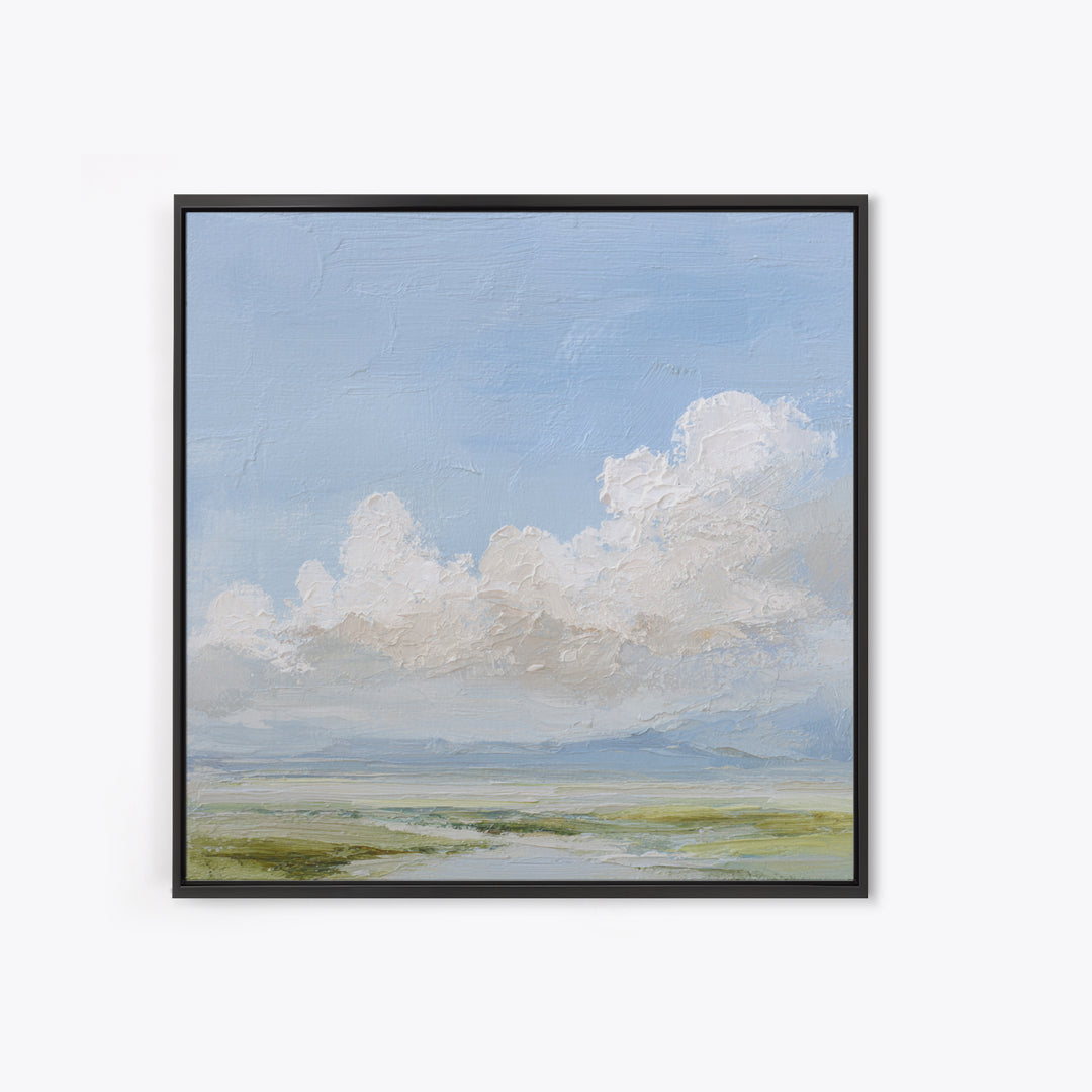 Peaceful Clouds over Open Meadow Framed Canvas Print, Dental Office Art, Dentistry Art, Office Decor, Fine Art, Calm, DOA-1x1-33