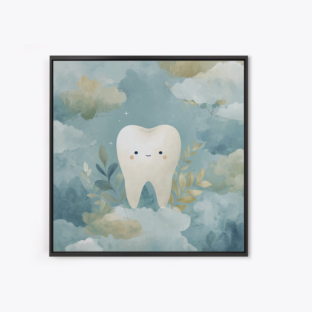 Playful Tooth Shaped Character Canvas Print, Dental Office Art, Medical Office Decor, Office Decor, Abstract Art, Calm, DOA-1x1-54