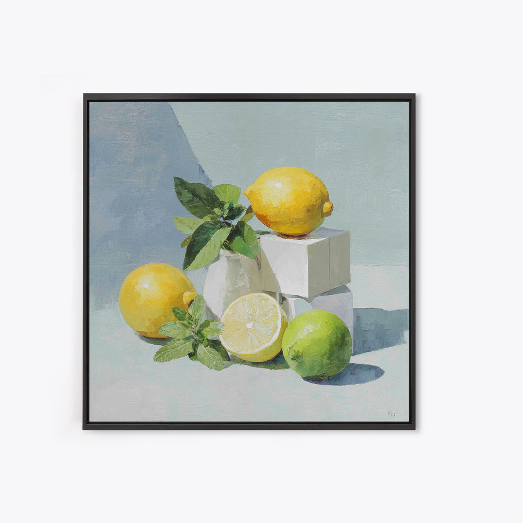 Fresh Citrus and Mint Still Life Canvas Print, Dental Office Art, Dental Hygienist, Office Decor, Watercolor Art, Calm, DOA-1x1-55