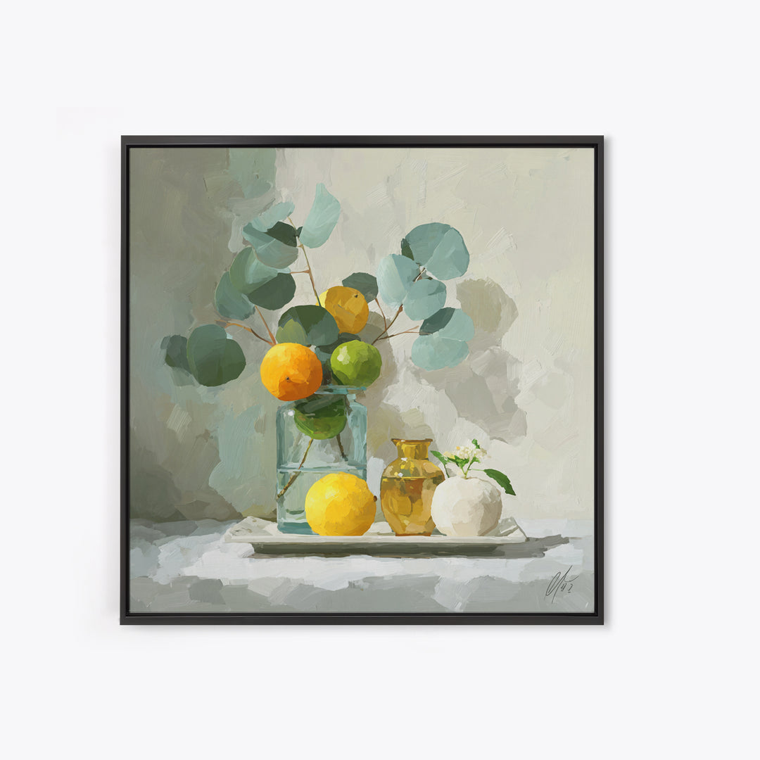 Fresh Citrus and Mint Still Life Framed Canvas Print, Dental Office Art, Unique Wall Art, Office Decor, Fine Art, Calm, DOA-1x1-7