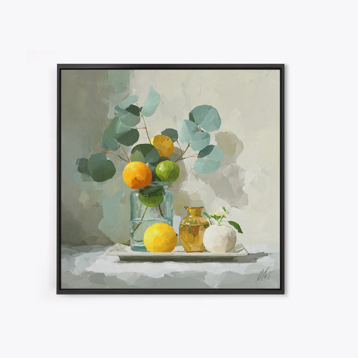 Fresh Citrus and Mint Still Life Framed Canvas Print, Dental Office Art, Unique Wall Art, Office Decor, Fine Art, Calm, DOA-1x1-7