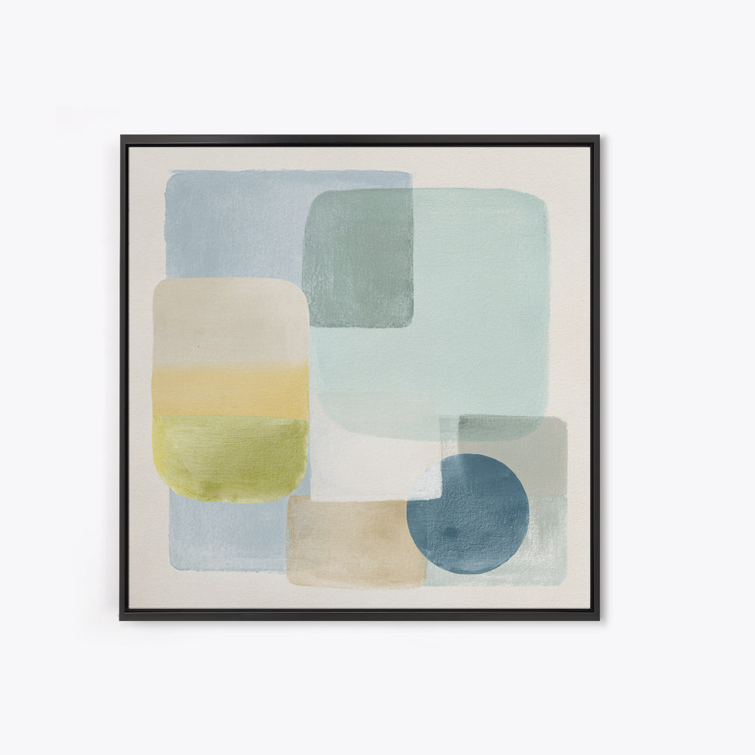 Simple Rainbow Pastel Shapes for Children Framed Canvas Print, Dental Office Art, Dental Gift, Office Decor, Abstract Art, Calm, DOA-1x1-93