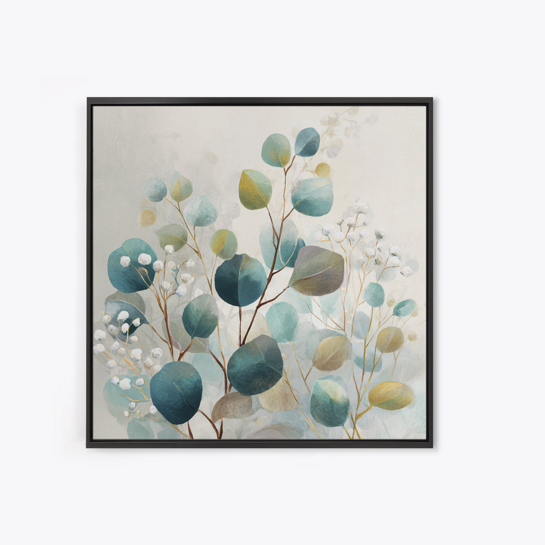 Soft Botanical Eucalyptus Print for Clean Atmosphere Canvas Print, Dental Office Art, Office Decor, Oil Painting, Calm, DOA-1x1-99