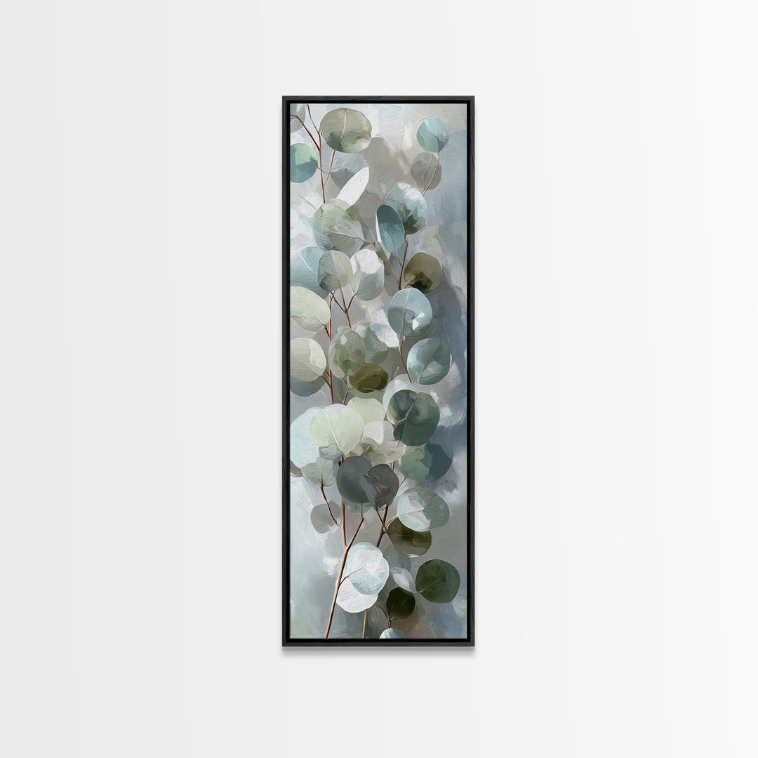 Soft Botanical Eucalyptus Print for Clean Atmosphere Framed Canvas Print, Dental Office Art, Dental Gift, Office Decor, Calm, DOA-1x3-15