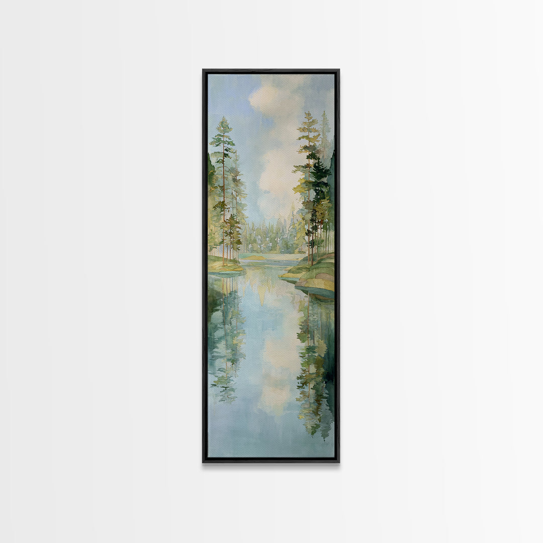 Sunlit Lake with Calming Reflections Framed Canvas Print, Dental Office Art, Dentistry Art, Office Decor, Fine Art, Calm, DOA-1x3-3