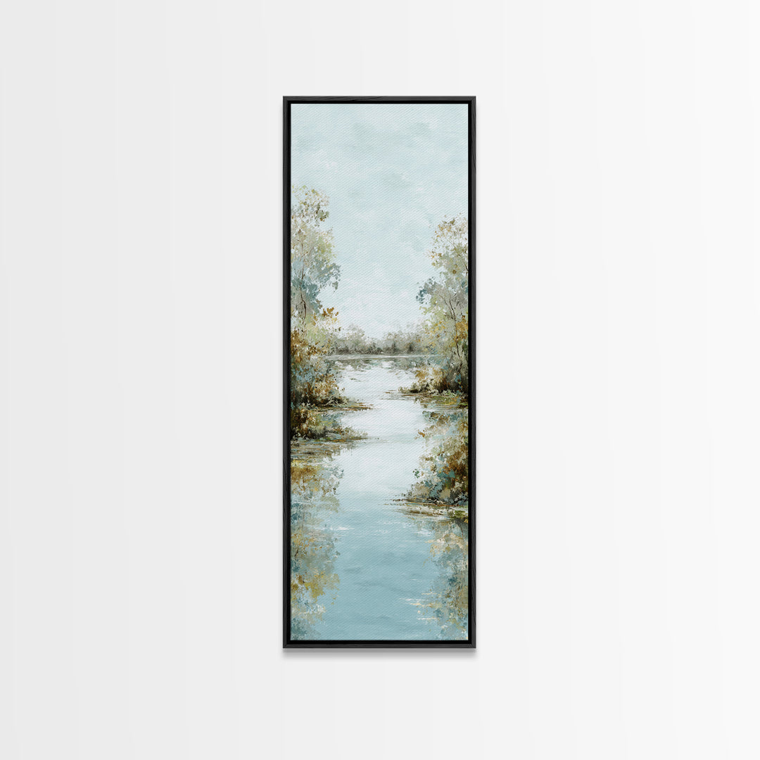 Sunlit Lake with Calming Reflections Canvas Print, Dental Office Art, Art Print, Office Decor, Fine Art, Calm, Unique Wall Art, DOA-1x3-51