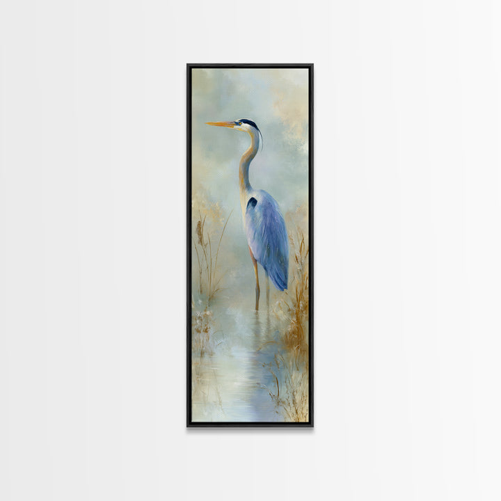 Blue Heron by Calm Marsh Water Canvas Print, Dental Office Art, Statement Artwork, Office Decor, Fine Art, Calm, DOA-1x3-59