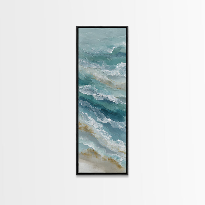 Calming Abstract Ocean Waves Framed Canvas Print, Dental Office Art, Dentist Art, Office Decor, Fine Art, Calm, Luxury Decor, DOA-1x3-61