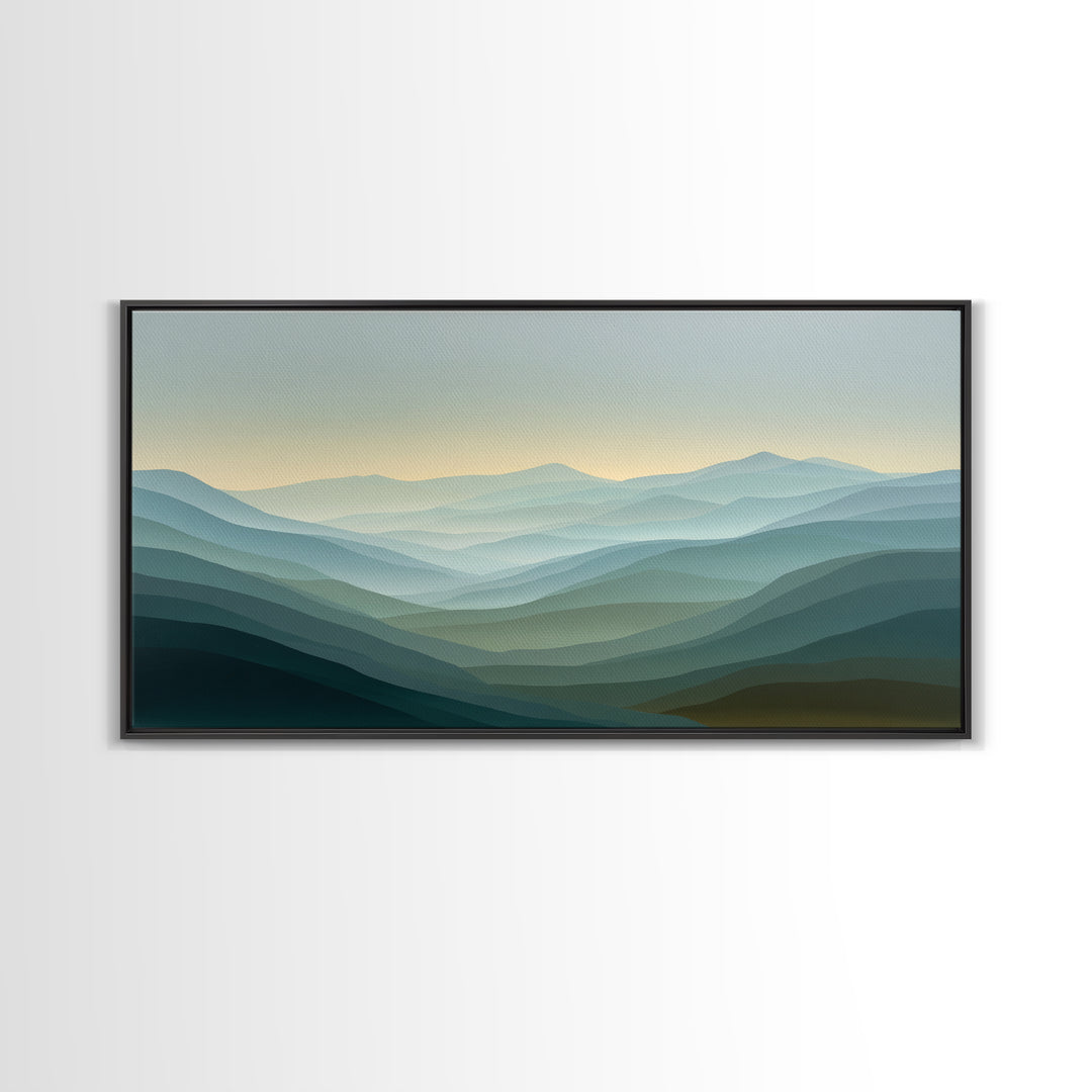 Soft Gradient Sunrise Framed Canvas Print, Dental Office Art, Neutral Decor, Office Decor, Fine Art, Calm, Wall Art, Poster, DOA-2x1-16