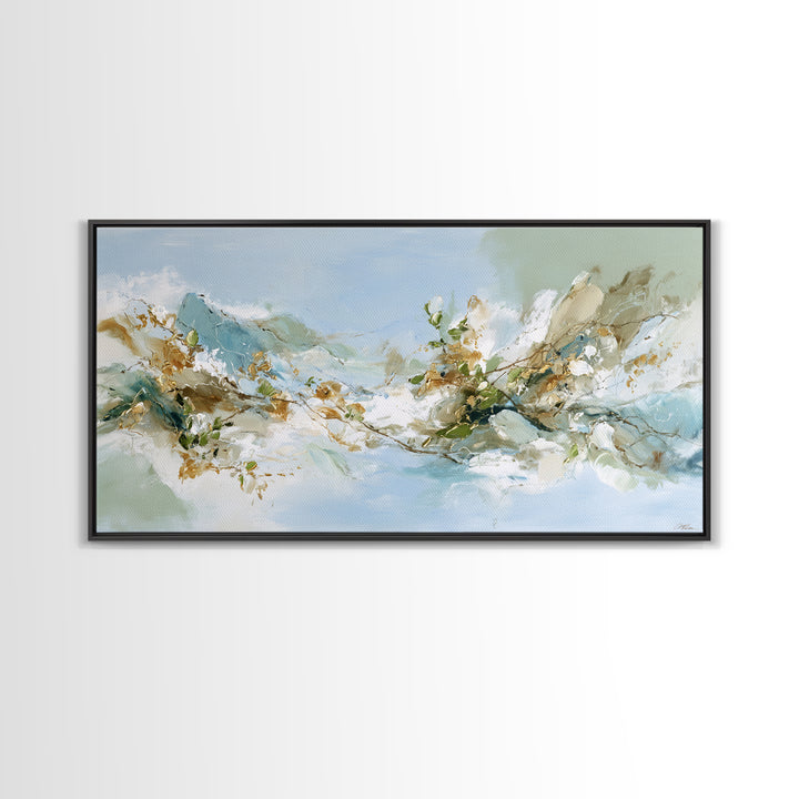 Gentle Mountain Landscape Framed Canvas Print, Dental Office Art, Room Decor, Office Decor, Oil Painting, Calm, DOA-2x1-24