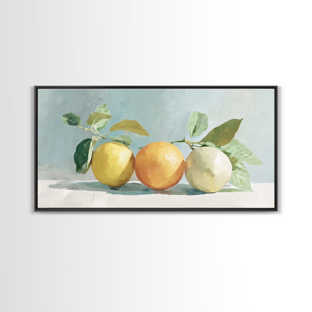 Fresh Citrus and Mint Still Life Framed Canvas Print, Dental Office Art, Unique Wall Art, Office Decor, Fine Art, Calm, DOA-2x1-3