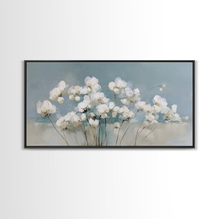 Sterile Modern Floral Painting Framed Canvas Print, Dental Office Art, Minimalist Wall Art, Office Decor, Fine Art, Calm, DOA-2x1-55