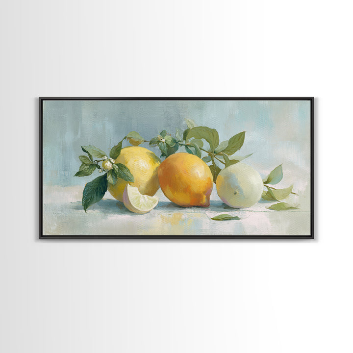 Fresh Citrus and Mint Still Life Framed Canvas Print, Dental Office Art, Medical Office Art, Office Decor, Fine Art, Calm, DOA-2x1-75