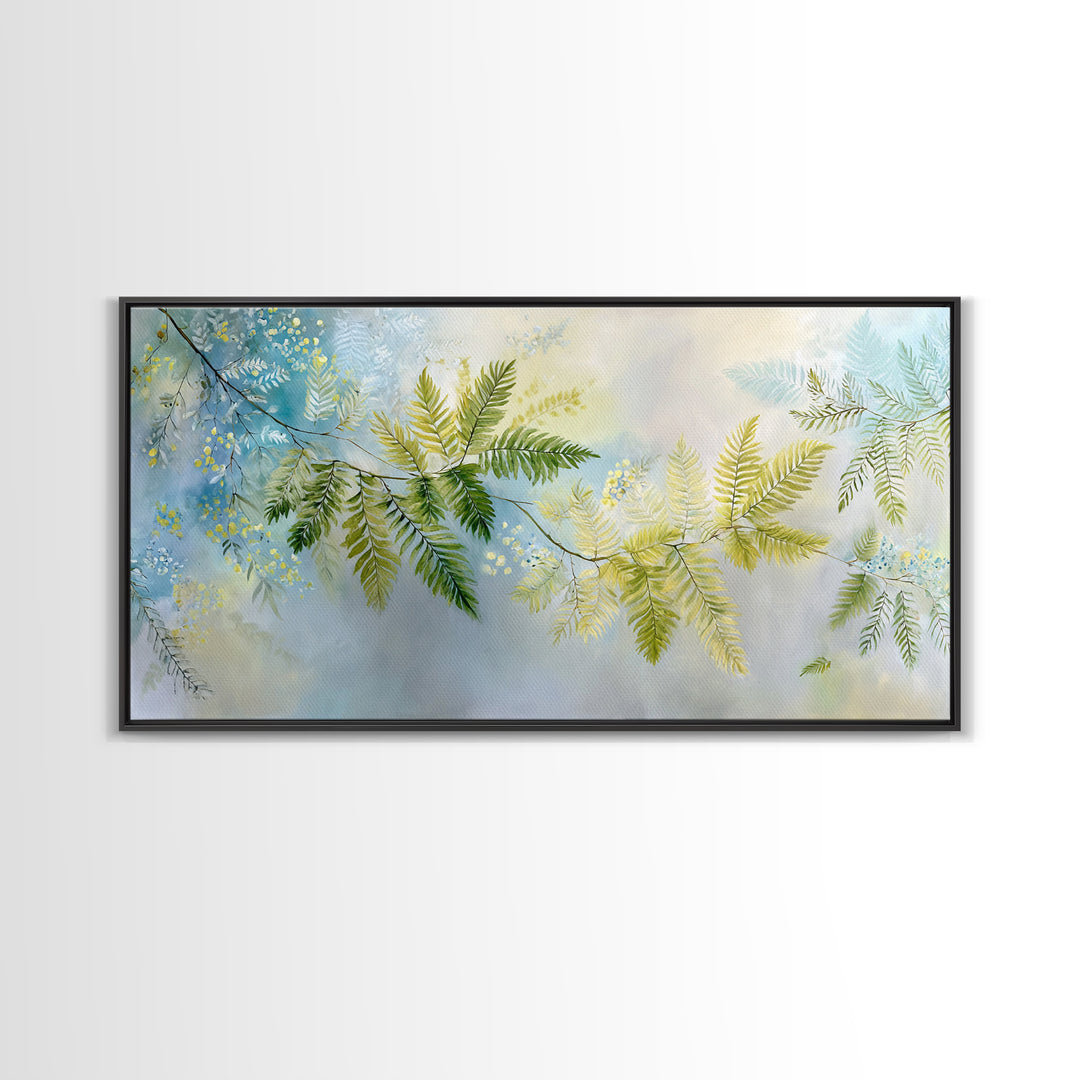 Botanical Fern Study Framed Canvas Print, Dental Office Art, Dental Hygiene, Office Decor, Watercolor Art, Calm, DOA-2x1-87
