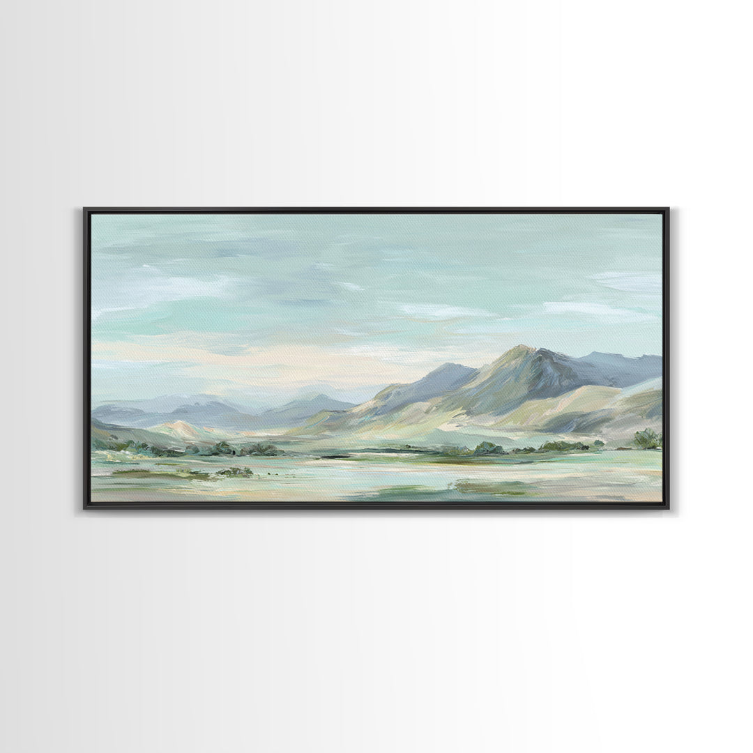 Gentle Mountain Landscape Framed Canvas Print, Dental Office Art, Medical Decor, Office Decor, Fine Art, Calm, Home Decor, DOA-2x1-96