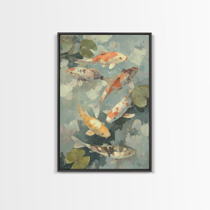 Colorful Fish Swimming Framed Canvas Print, Dental Office Art, Dental Gift, Office Decor, Abstract Art, Calm, DOA-2x3-2