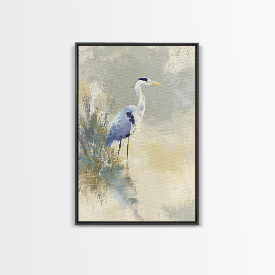 Blue Heron by Calm Marsh Water Canvas Print, Dental Office Art, Dental Art, Office Decor, Fine Art, Calm, Dental Gift, DOA-2x3-31