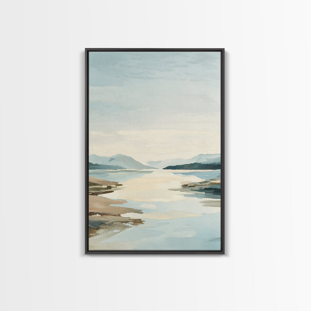 Sunlit Lake with Calming Reflections Framed Canvas Print, Dental Office Art, Dentistry Art, Office Decor, Fine Art, Calm, DOA-2x3-47