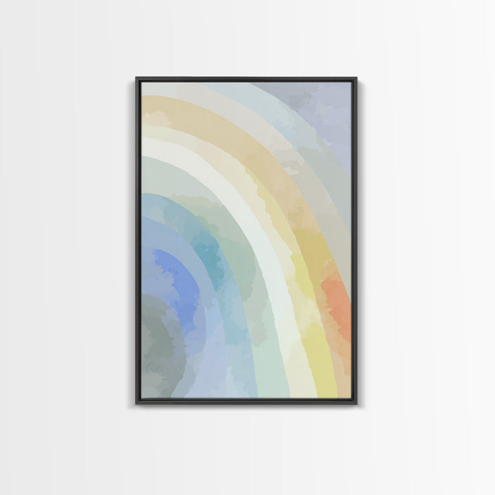 Simple Rainbow Pastel Shapes for Children Framed Canvas Print, Dental Office Art, Boho Decor, Office Decor, Abstract Art, Calm, DOA-2x3-53