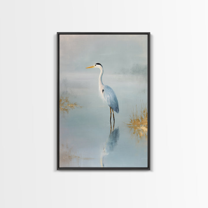 Blue Heron by Calm Marsh Water Canvas Print, Dental Office Art, Decor, Office Decor, Fine Art, Calm, Digital Artwork, DOA-2x3-7