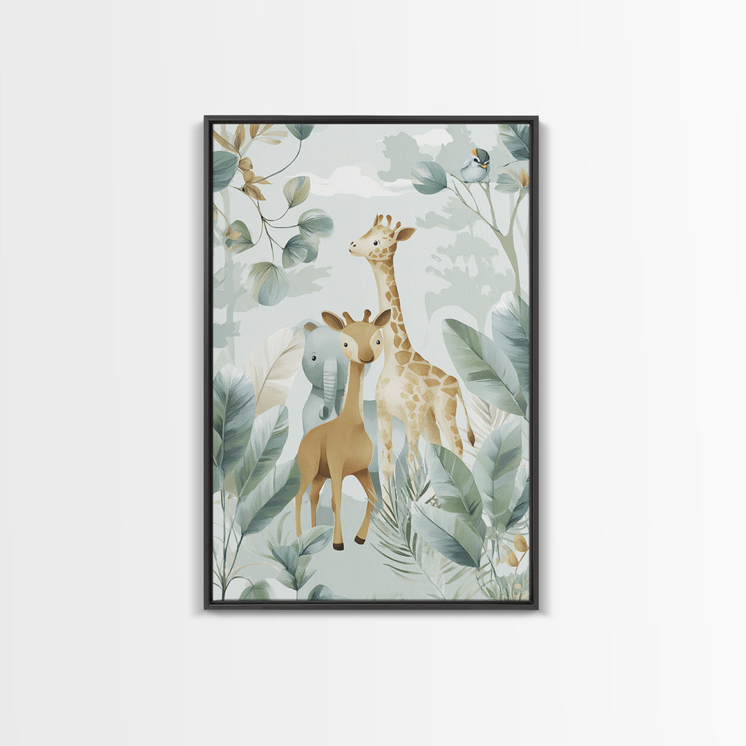 Happy Jungle Animals Canvas Print, Dental Office Art, Statement Artwork, Office Decor, Fine Art, Calm, Printable Wall Art, DOA-2x3-70