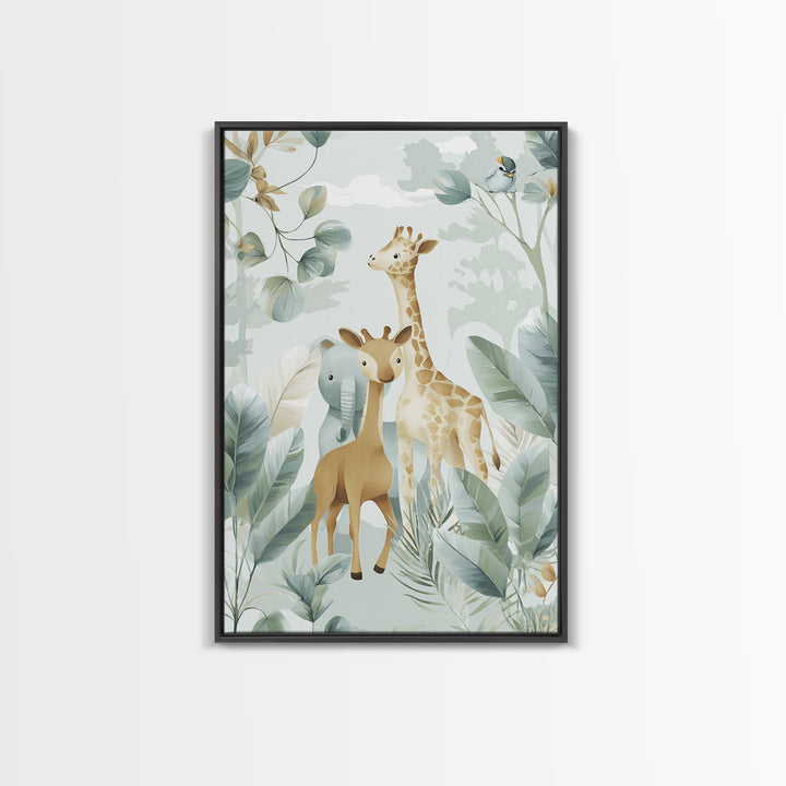 Happy Jungle Animals Canvas Print, Dental Office Art, Statement Artwork, Office Decor, Fine Art, Calm, Printable Wall Art, DOA-2x3-70