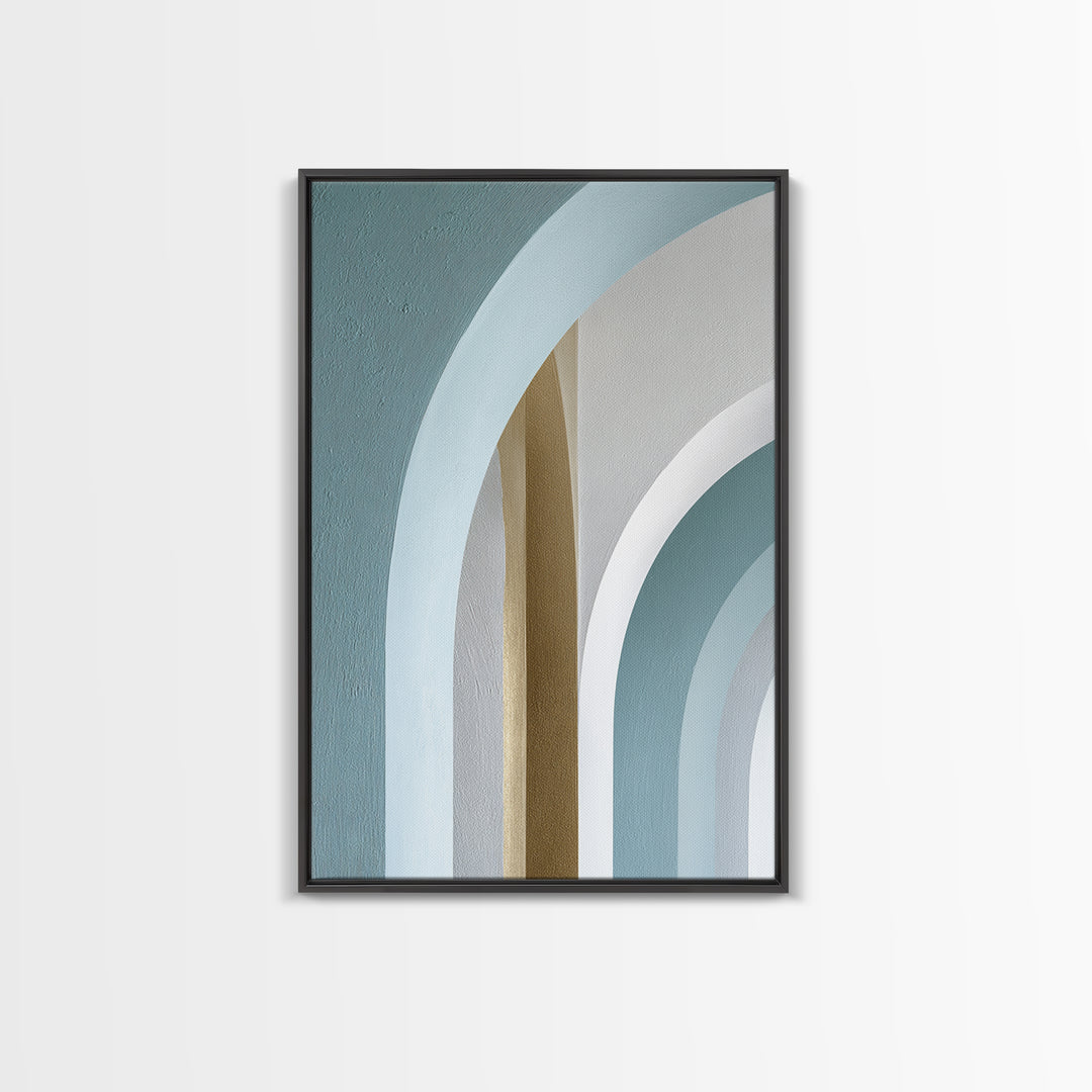 Light Scandinavian Abstract Arches Framed Canvas Print, Dental Office Art, Textured Painting, Office Decor, Abstract Art, Calm, DOA-2x3-73