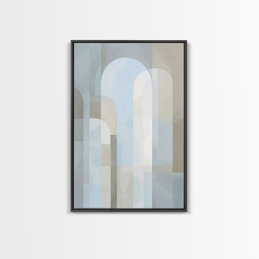 Light Scandinavian Abstract Arches Framed Canvas Print, Dental Office Art, Textured Painting, Office Decor, Abstract Art, Calm, DOA-2x3-97