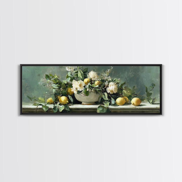 Fresh Citrus and Mint Still Life Framed Canvas Print, Dental Office Art, Medical Office Art, Office Decor, Fine Art, Calm, DOA-3x1-23