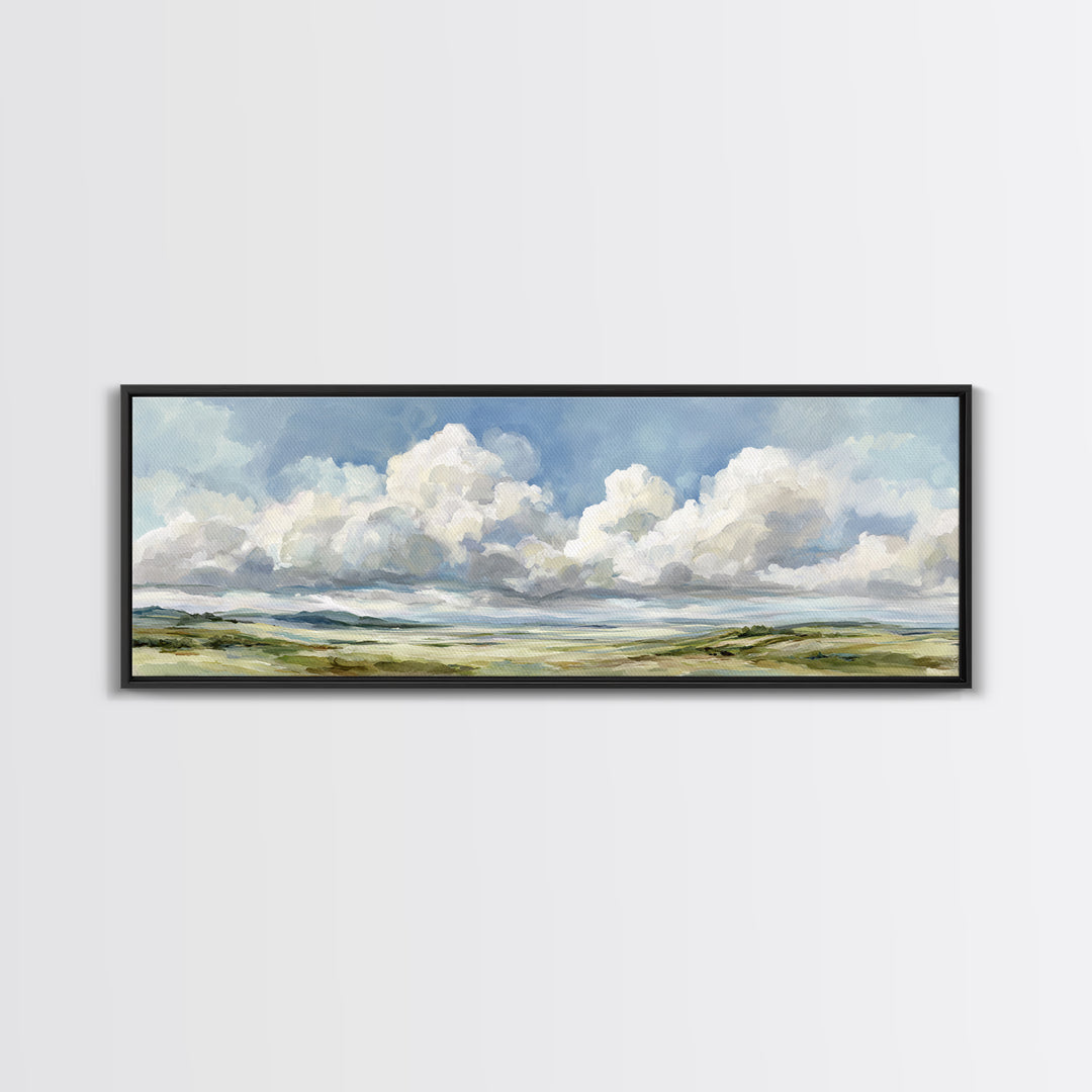 Peaceful Clouds over Open Meadow Canvas Print, Dental Office Art, Office Wall Art, Office Decor, Fine Art, Calm, Medical Decor, DOA-3x1-25