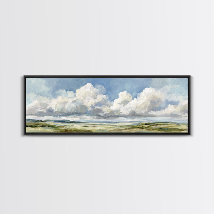 Peaceful Clouds over Open Meadow Canvas Print, Dental Office Art, Office Wall Art, Office Decor, Fine Art, Calm, Medical Decor, DOA-3x1-25