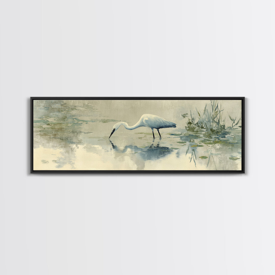 Blue Heron by Calm Marsh Water Canvas Print, Dental Office Art, Office Decor, Fine Art, Calm, Art Print, Room Decor, DOA-3x1-39