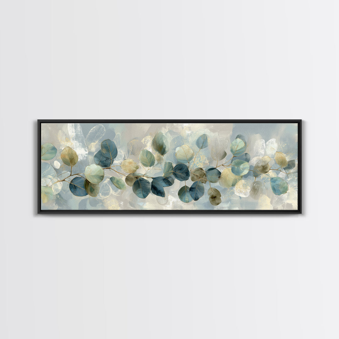 Soft Botanical Eucalyptus Print for Clean Atmosphere Framed Canvas Print, Dental Office Art, Wall Art, Office Decor, Calm, DOA-3x1-67
