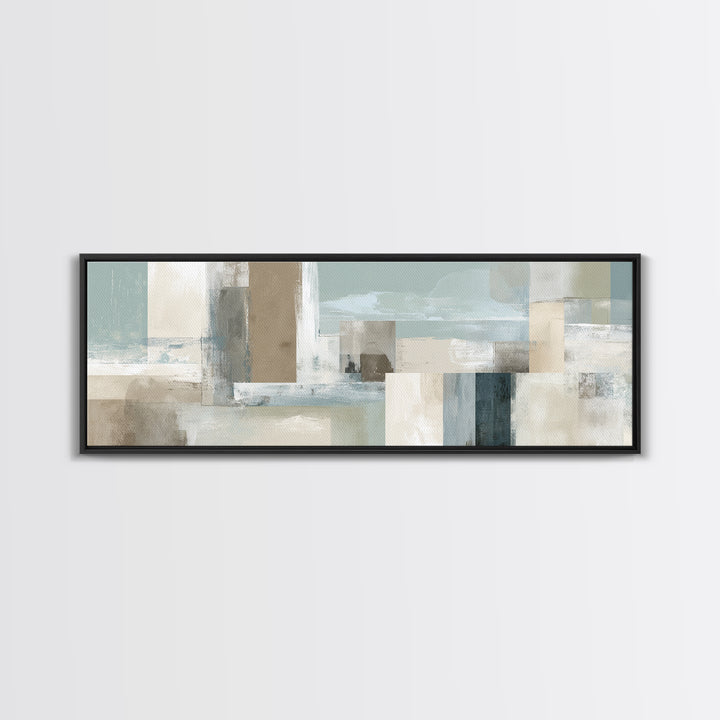 Clean Geometric Art Framed Canvas Print, Dental Office Art, Textured Painting, Office Decor, Calm, Room Decor Aesthetic, DOA-3x1-72