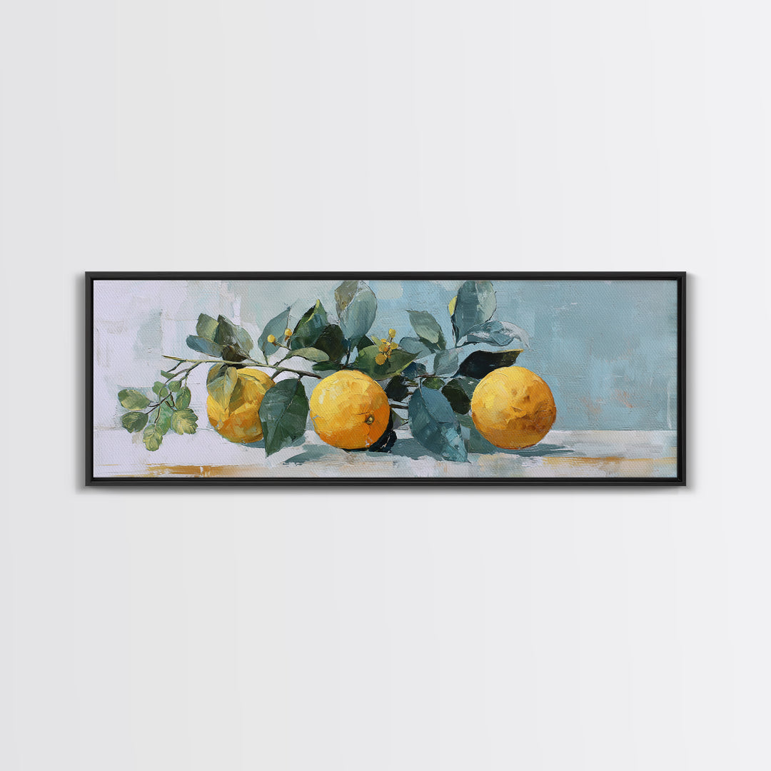 Fresh Citrus and Mint Still Life Canvas Print, Dental Office Art, Printable Digital, Office Decor, Oil Painting, Calm, DOA-3x1-95