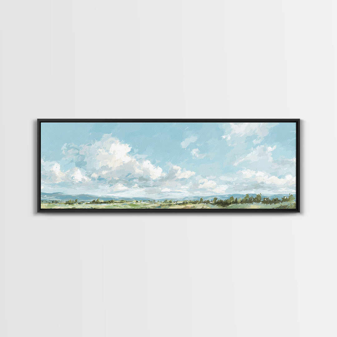 Peaceful Clouds over Open Meadow Canvas Print, Dental Office Art, Medical Office Decor, Office Decor, Fine Art, Calm, DOA-3x1-97