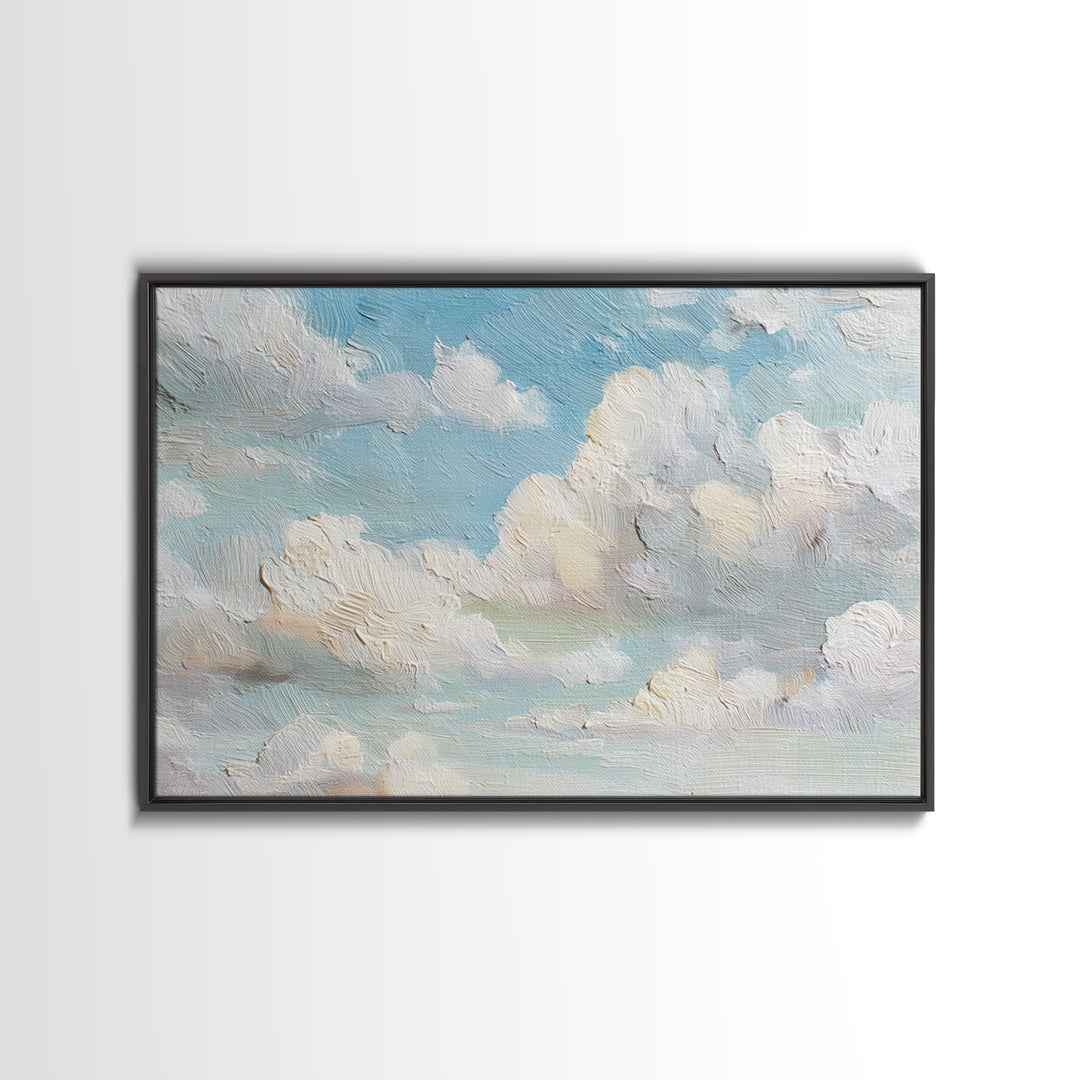 Peaceful Clouds over Open Meadow Framed Canvas Print, Dental Office Art, Wall Art, Office Decor, Calm, Dental Office Decor, DOA-3x2-13