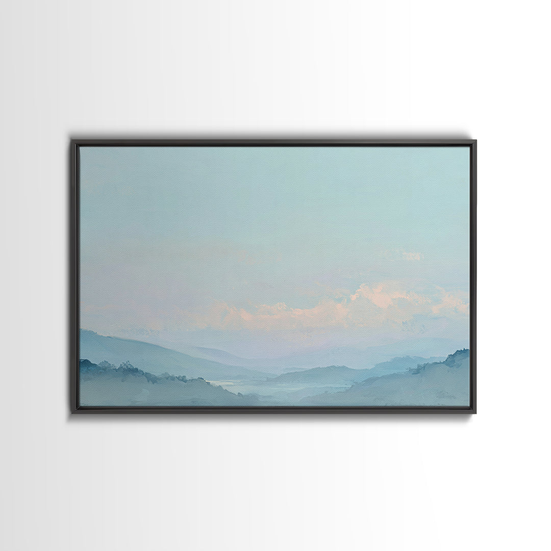 Soft Gradient Sunrise Framed Canvas Print, Dental Office Art, Textured Painting, Office Decor, Calm, Room Decor Aesthetic, DOA-3x2-24