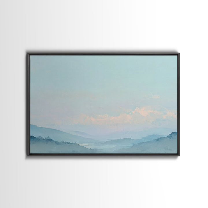 Soft Gradient Sunrise Framed Canvas Print, Dental Office Art, Textured Painting, Office Decor, Calm, Room Decor Aesthetic, DOA-3x2-24