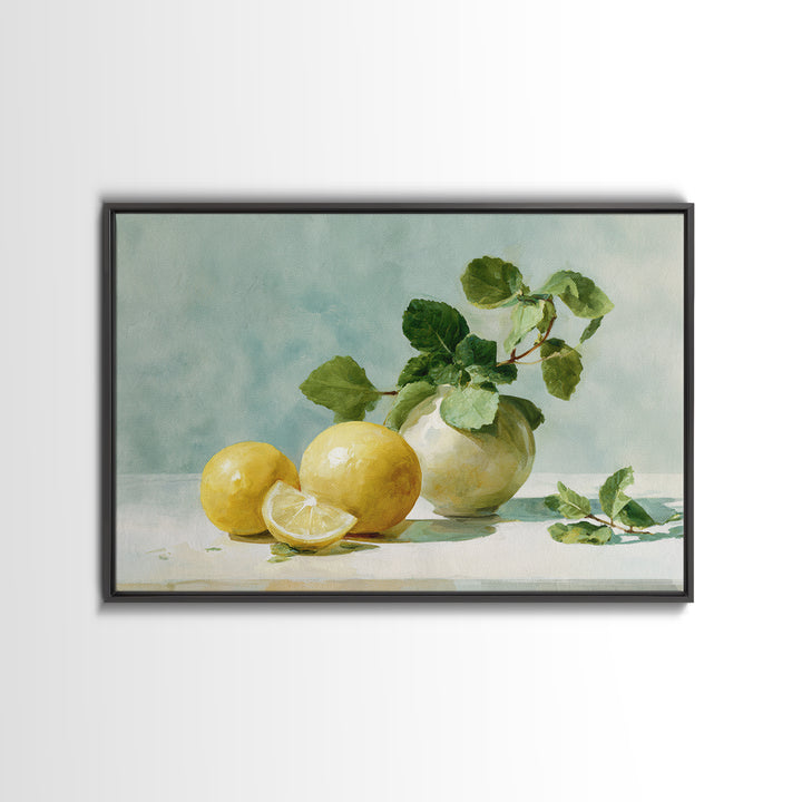 Fresh Citrus and Mint Still Life Framed Canvas Print, Dental Office Art, Office Decor, Calm, Medical Art, Medical Office Decor, DOA-3x2-35