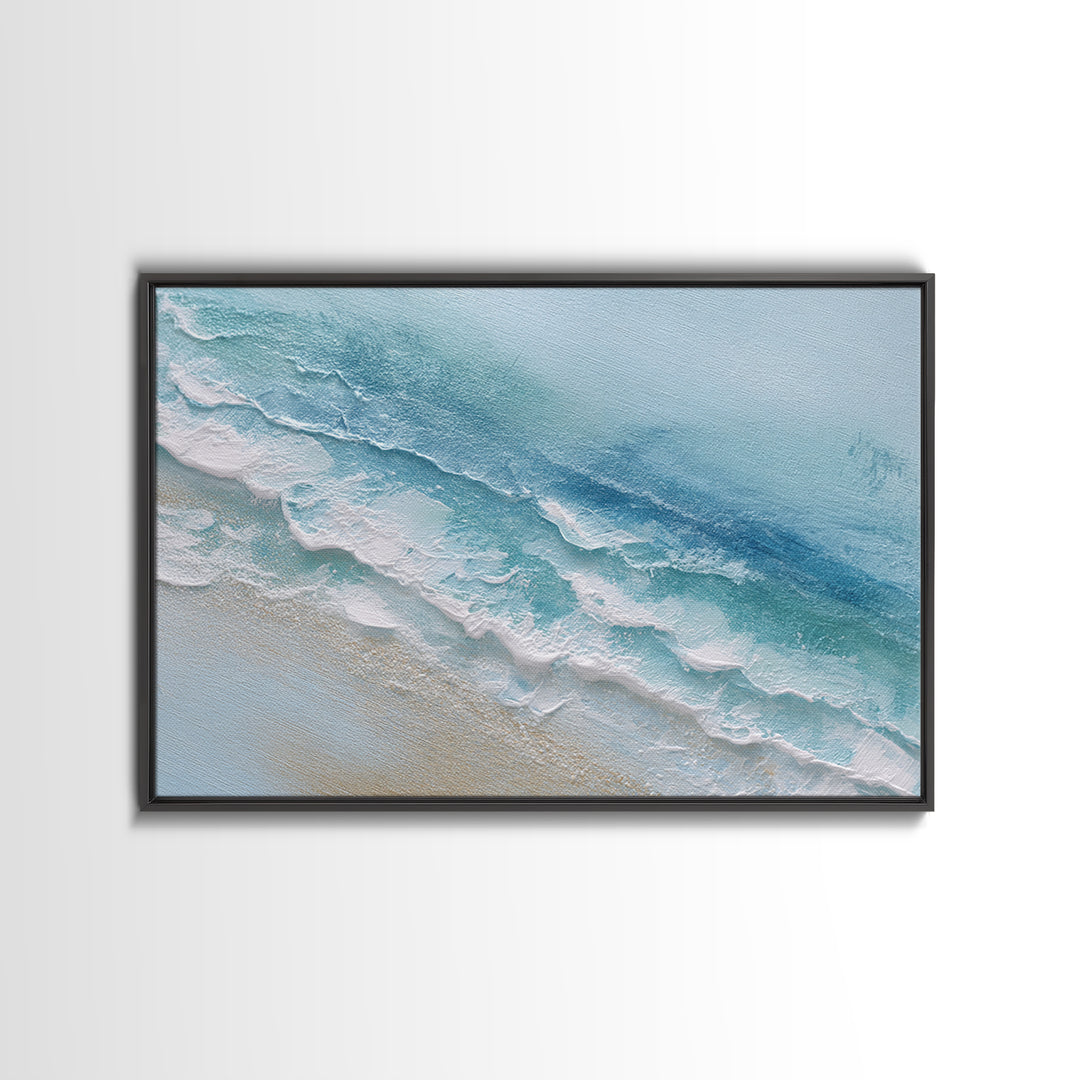 Calming Abstract Ocean Waves Framed Canvas Print, Dental Office Art, Office Decor, Oil Painting, Calm, Medical Art, DOA-3x2-5