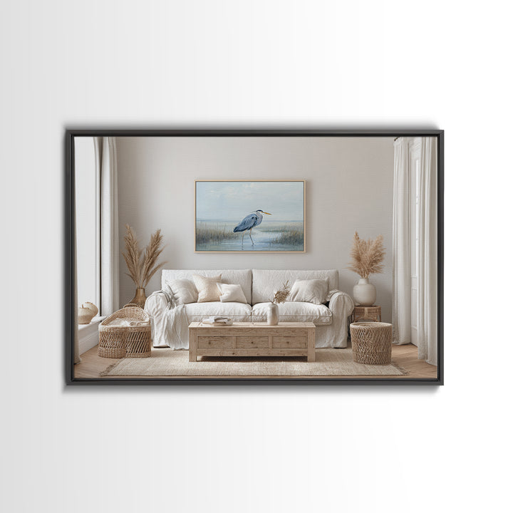 Blue Heron by Calm Marsh Water Canvas Print, Dental Office Art, Decor, Office Decor, Fine Art, Calm, Digital Artwork, DOA-3x2-51